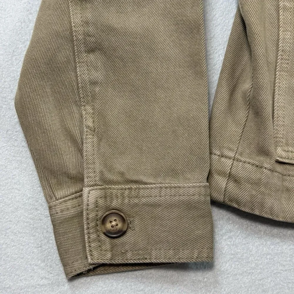 H&M Women’s Cropped Oversized Jacket Sz S Olive Khaki Twill Cotton Workwear NWT
